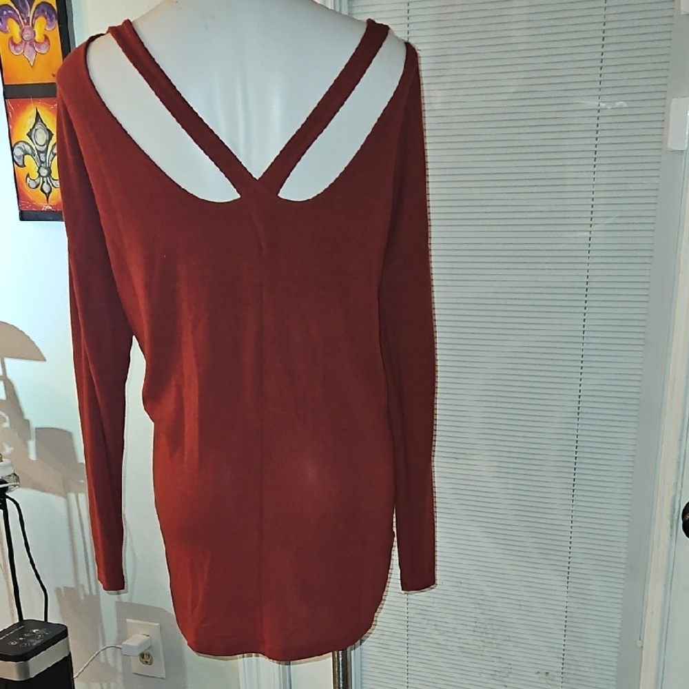 Chic Rust Long Sleeve Women's Blouse - Picture 2 of 3